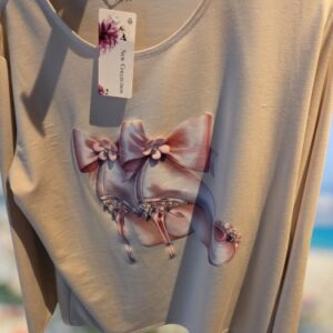 trui met 3D schoenprint beige