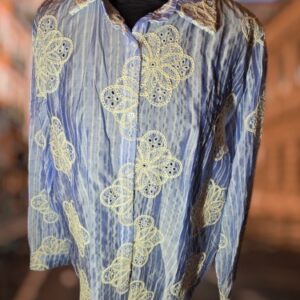 Blauwe Crinkle Blouse