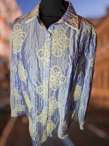 Blauwe Crinkle Blouse