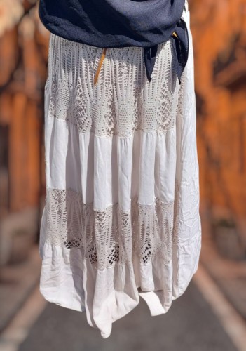 Bohemian Maxi-rok Creme