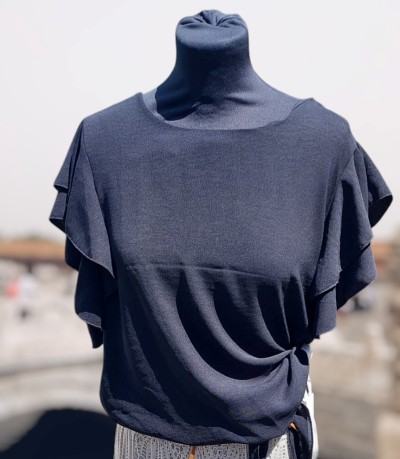 Dames Top met Flared Mouwen zwart