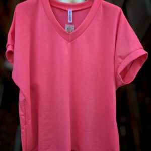 V-hals t-shirt roze