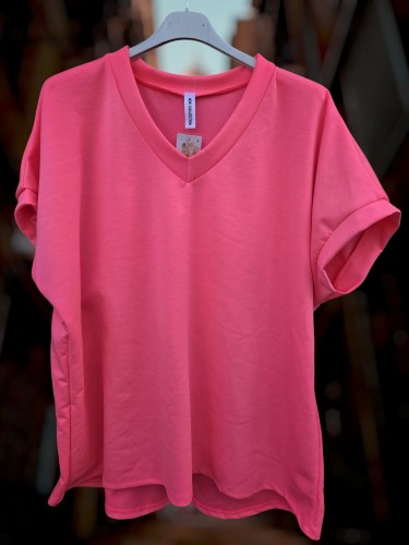 V-hals t-shirt roze