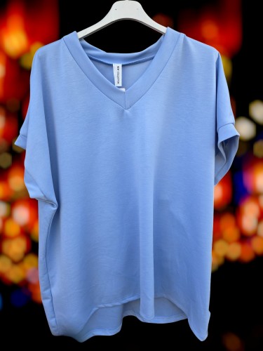 V-hals t-shirt blauw