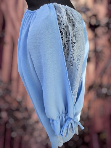 Top Kanten Details Blauw Top Kanten Details Blauw