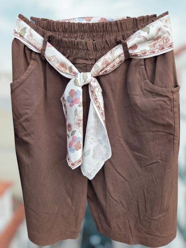 Korte Broek met Sjaalceintuur Bruin
