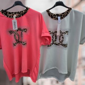 Top met Tijgerprint Detail Roze