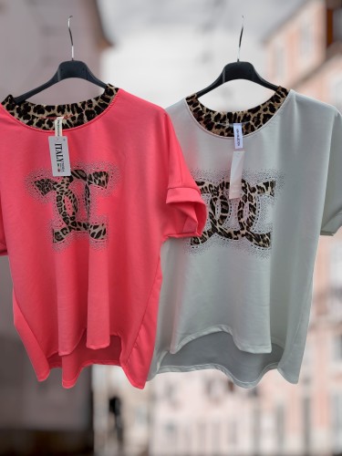 Top met Tijgerprint Detail Roze Top met Tijgerprint Detail Roze