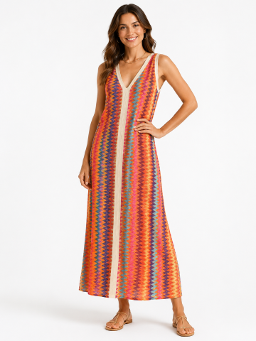 Maxi Jurk met Zigzag Dessin 1
