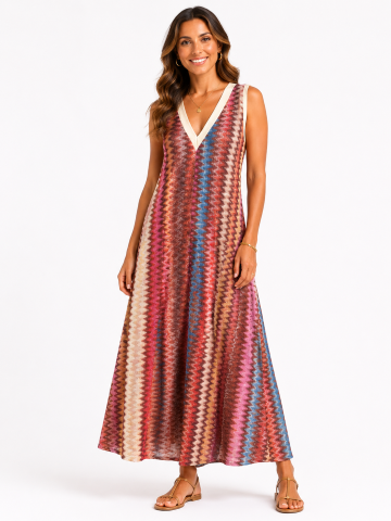 Maxi Jurk met Zigzag Dessin 2 Maxi Jurk met Zigzag Dessin 2