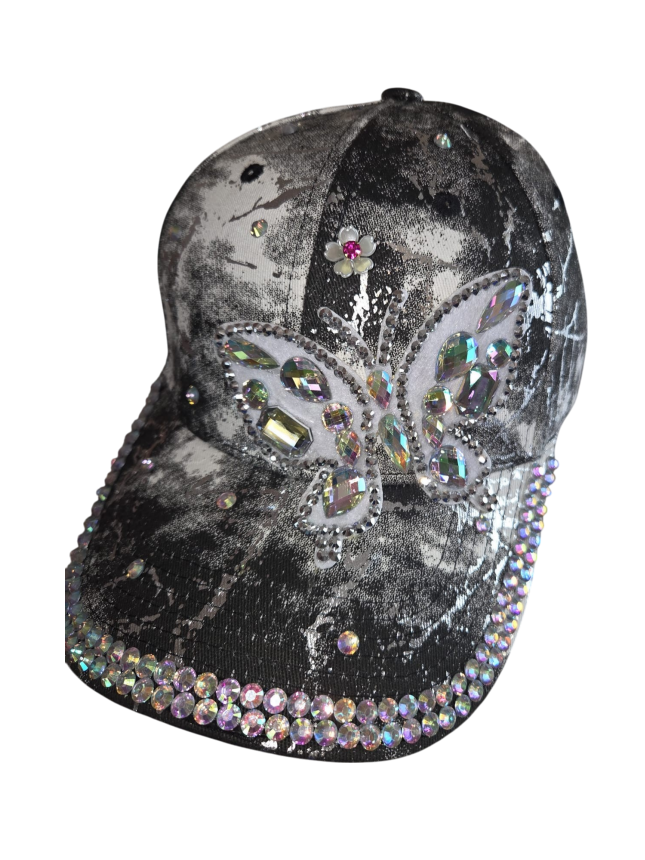 Pet met Strass Vlinder Zwart